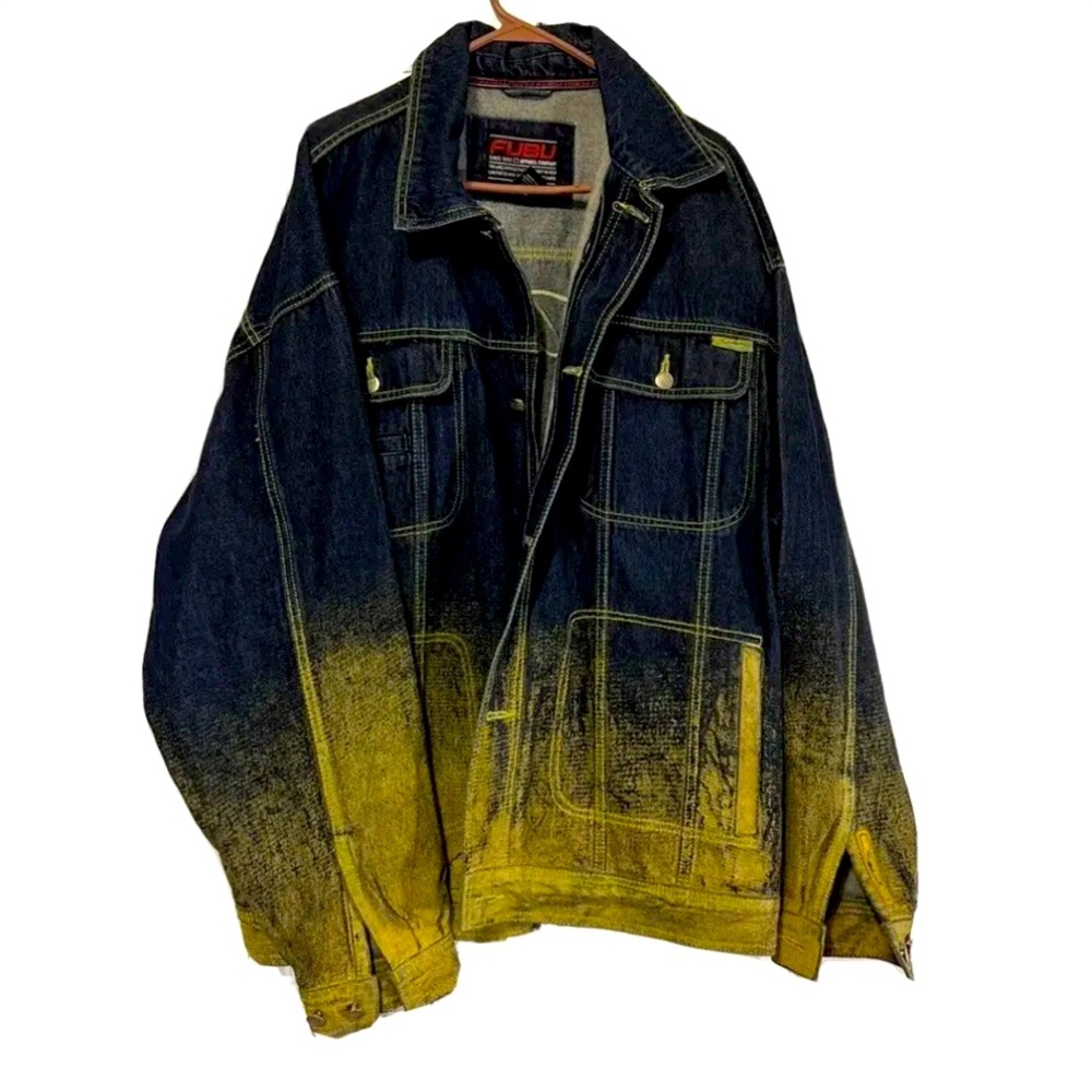 Vintage Fubu Jean Jacket Yellow Ombre - Size XL (fubu Collection)